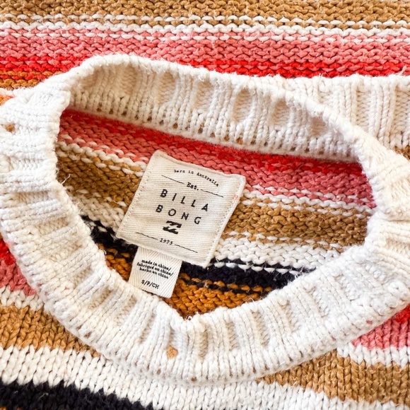Billabong SO BOLD Fall Y2K Oversized Multi Color Cropped Cozy Boho Sweater Sz S - Picture 11 of 11